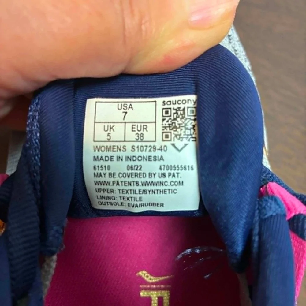 Saucony Ride 15 Running Shoes Womens 7 Grey Blue Pink Excellent S10729-40 PWRRUN